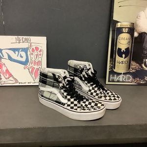 Vans Black and White Athletic Shoes with Checkerboard Pattern